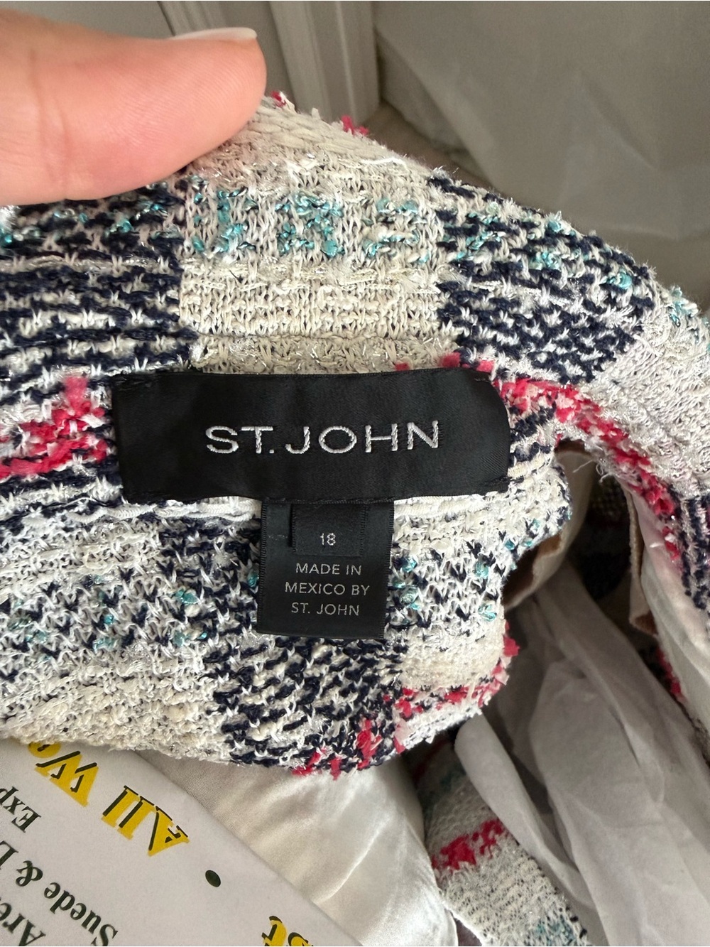 Vintage Inspired Tweed Plaid Jacket Oversized Chic Statement Piece ST John 18 - Picture 7 of 8